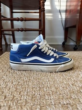 Vans Blue and White Sk8-Mid Skate Sneakers